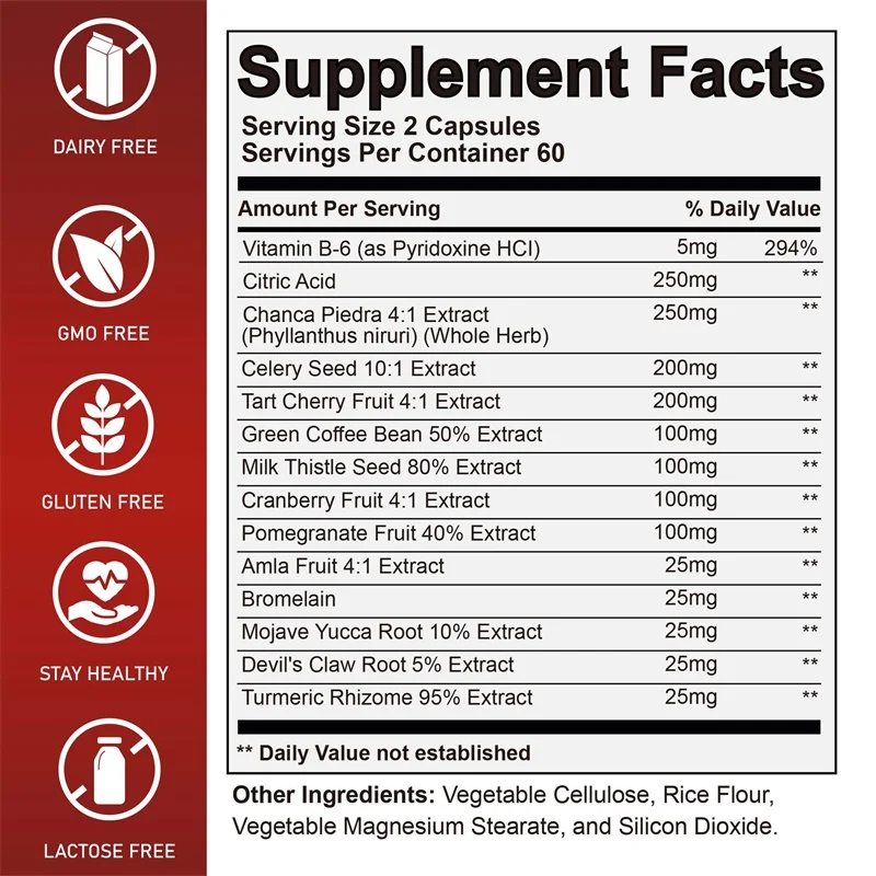 كبسولات دعم حمض اليوريك - تنظيف حمض اليوريك ودعم الكلى، مكمل دعم المفاصل وتنظيف السموم