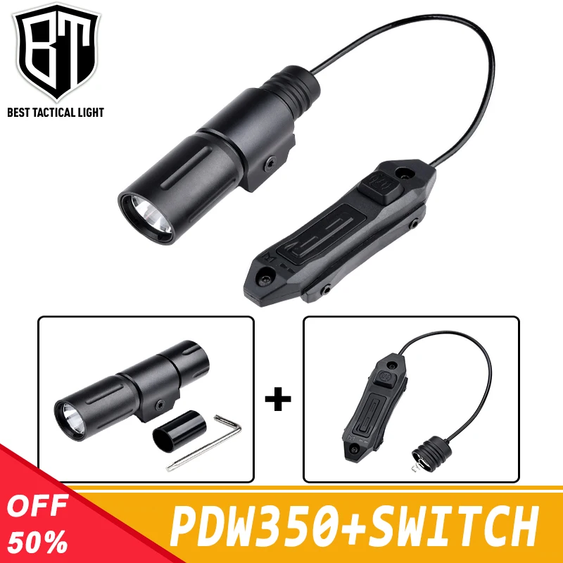 WADSN Metal Tactical PLH V2 Flashlight PL350 PDW350 1000lumens Hunting Weapon Pistol Light Dual Function Switch Fit 20mm Rail