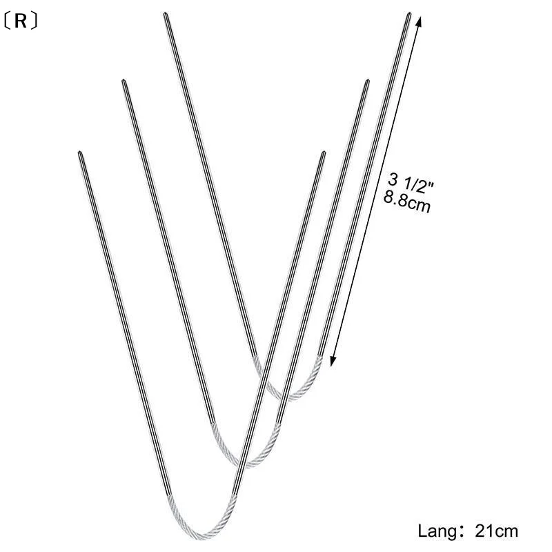 〔R〕3Pcs Stainless Steel Circular Knitting Needles Smooth Knit Pins Set For DIY Sweater Sock Hand Knitting Craft Projects
