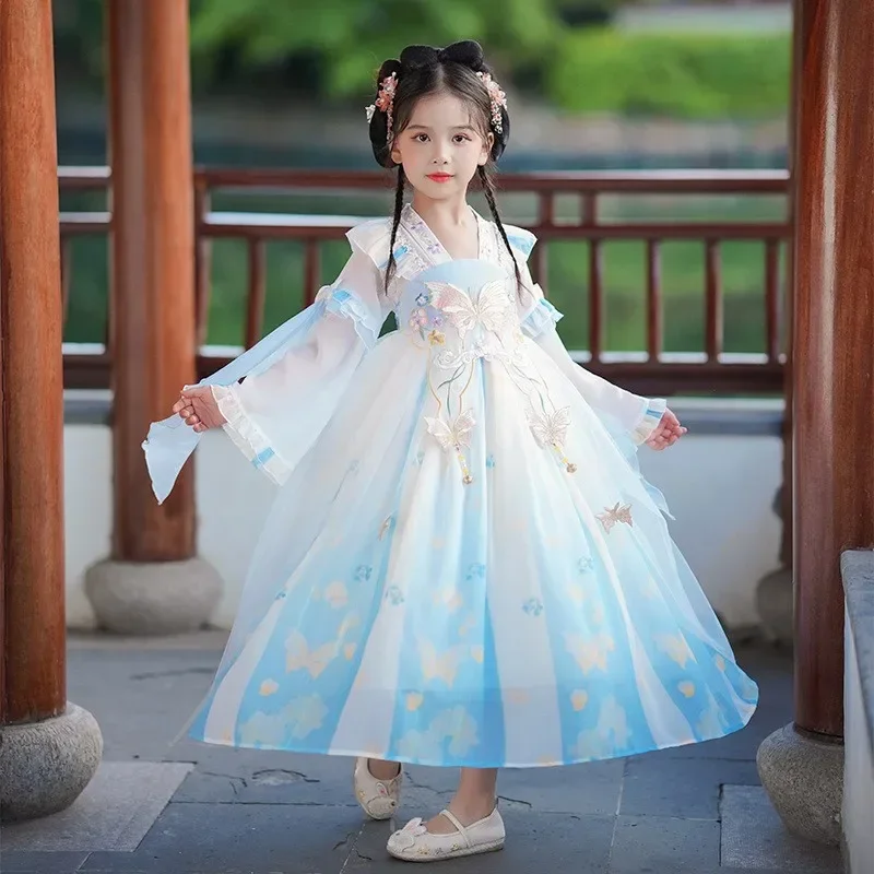 AOSHIYA 2024 New Chinese Traditional Girls Embroider Hanfu Dress Fairy Outfit For Girl Children Chinese Style Tang Photography C