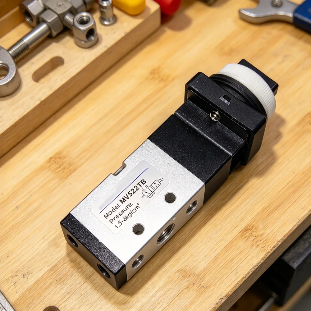 2 Position 5 Port Manual Push Button Pneumatic Valve Kit MV-08 MV522TB MV522EB 1/4 Inch P and AB Ports 1/8 Inch R Port
