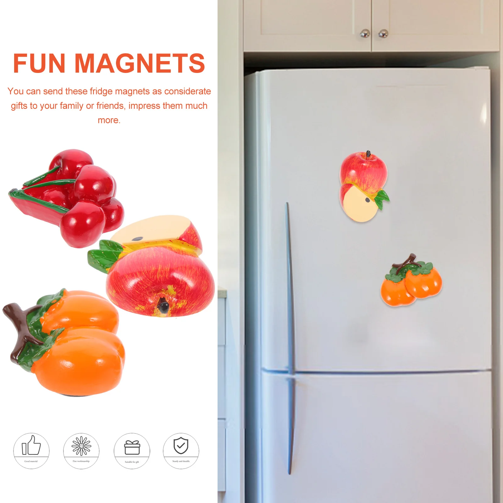 

3Pcs Cartoon Fruits Refrigerator Magnets Adsorption Exquisite Decoration Home Decor Gifts Fruits Fridge Magnet
