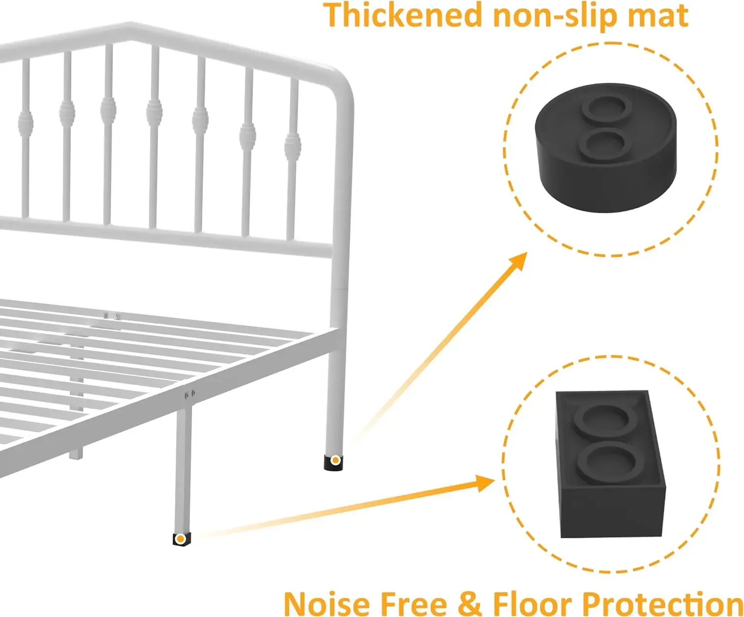 Cama do metal quadros com cabeceira e footboard, Fundação clássica do colchão, plataforma gêmea