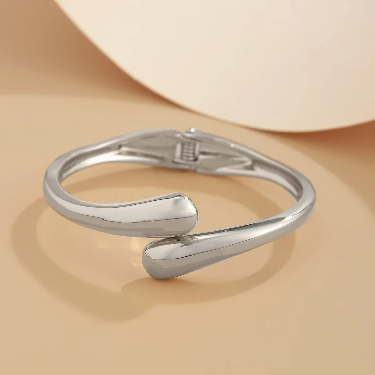 Women's Adjustable Stainless Steel Teardrop Bangle Bracelet