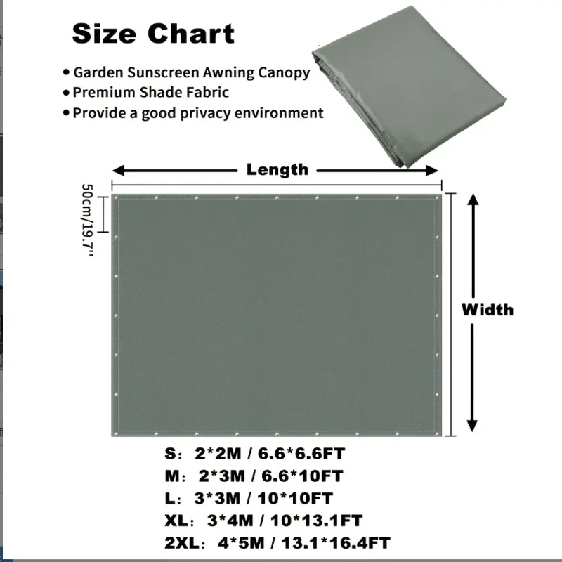 Quadratisches Sonnensegel, wasserdicht, UV-beständig, leichtes Schattentuch für Pergola, Innenhof, Garten, Weg, Terrasse, Rasen, Sonnenschutz, Grau – Detail 6