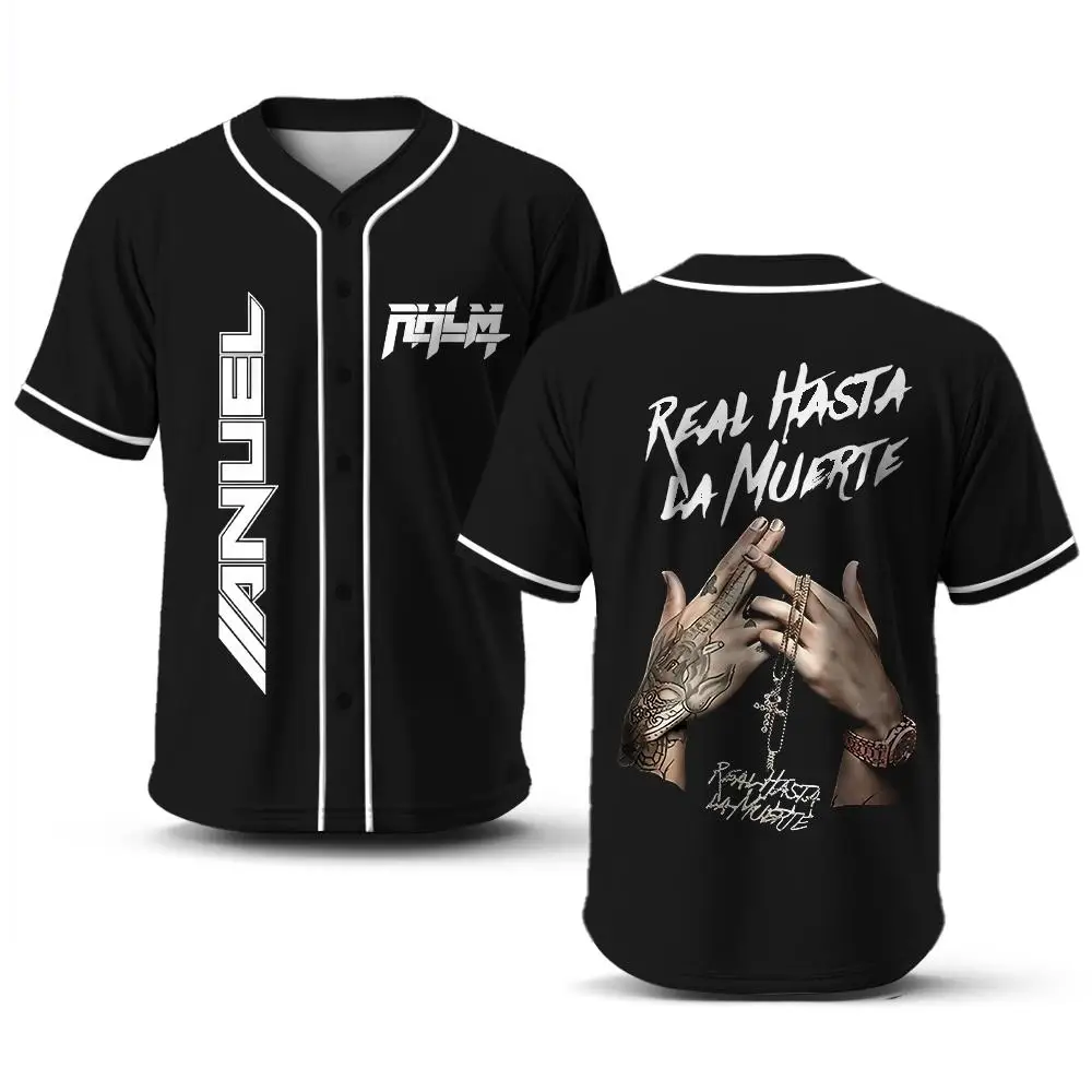 Anuel AA Real Hasta La Muerte 2025 Baseball Shirt Hip Hop Street Style Button-Down Shirt Men's And Women's Fan Gift Trendy Top
