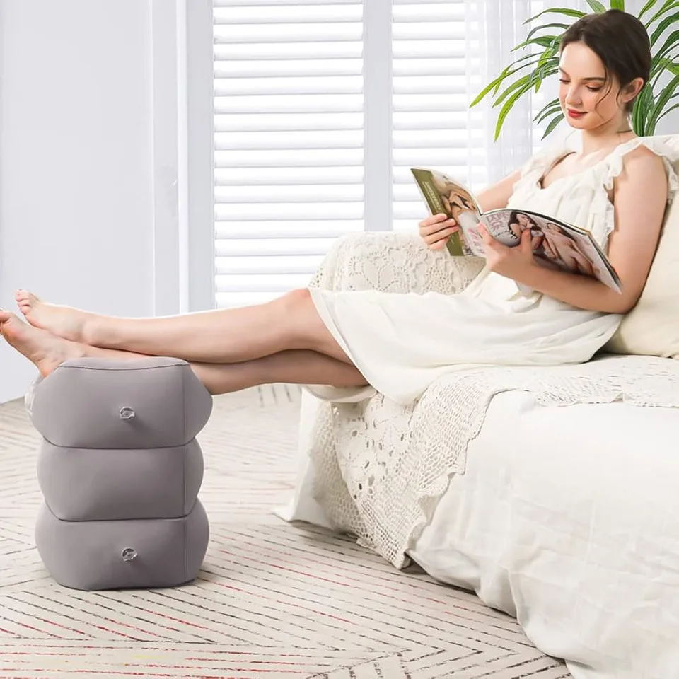 

Inflatable Travel Pillow Foot Pad Airplane Car Bus Footrest Stool Height Adjustable Kids Flight Sleeping Resting Pillow
