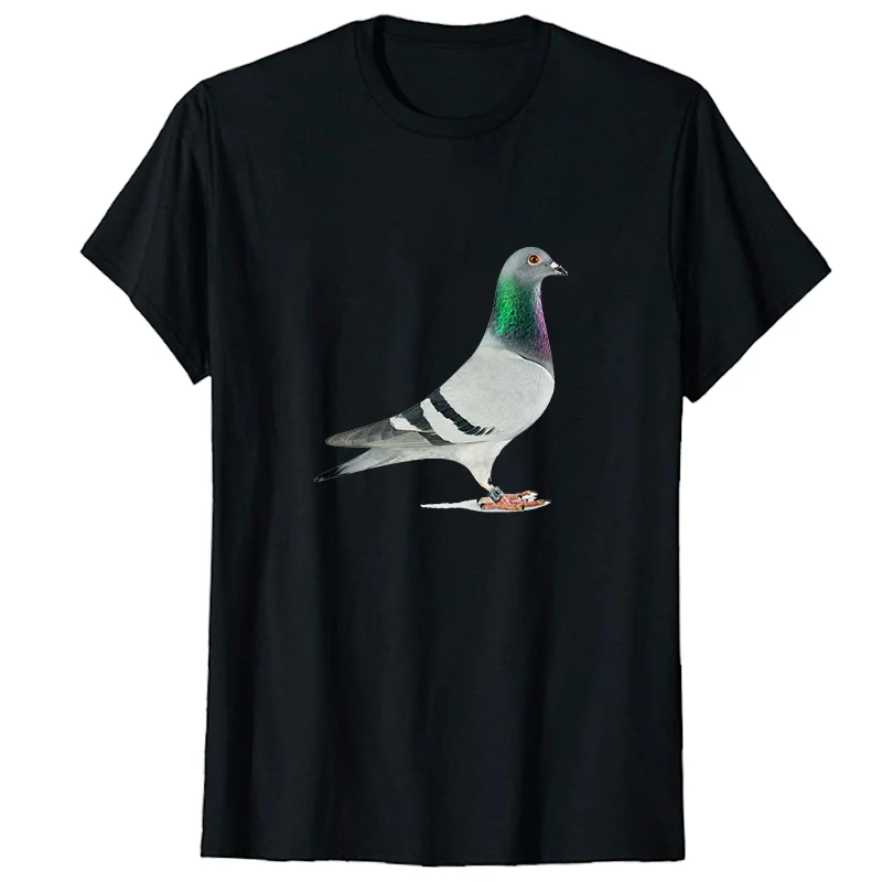 Bird Fly Animal Pigeon Unisex Black White T-Shirt Oversized Vintage Short Sleeve T Shirts Fashion Graphic T Shirts Men Clothing