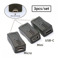 3pcs USB-C Type-C Micro Mini USB Female to Camera Mini 8P Data Power Adapter for Coolpix UC-E6 UC-E16 UC-E17 DSC-W DMC-S EX-Z