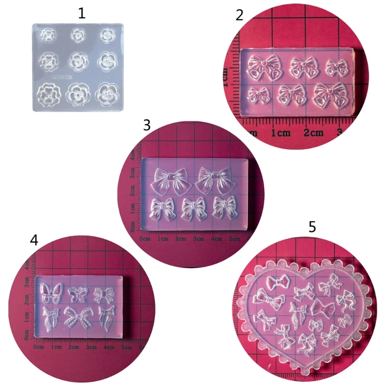 New 3D Mini Bowknot Mould Sculpture Stamping Plate Nails Stencils Crystal Epoxy Resin Mold Art Decorations Templates