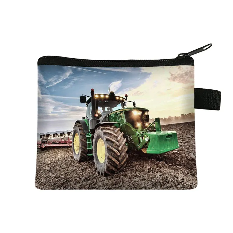 Tractor Print Coin Purse Boy Girl Storage Bag Woman Shopping Portable Coin Bag Wallet ID Credit Card Bag Gift