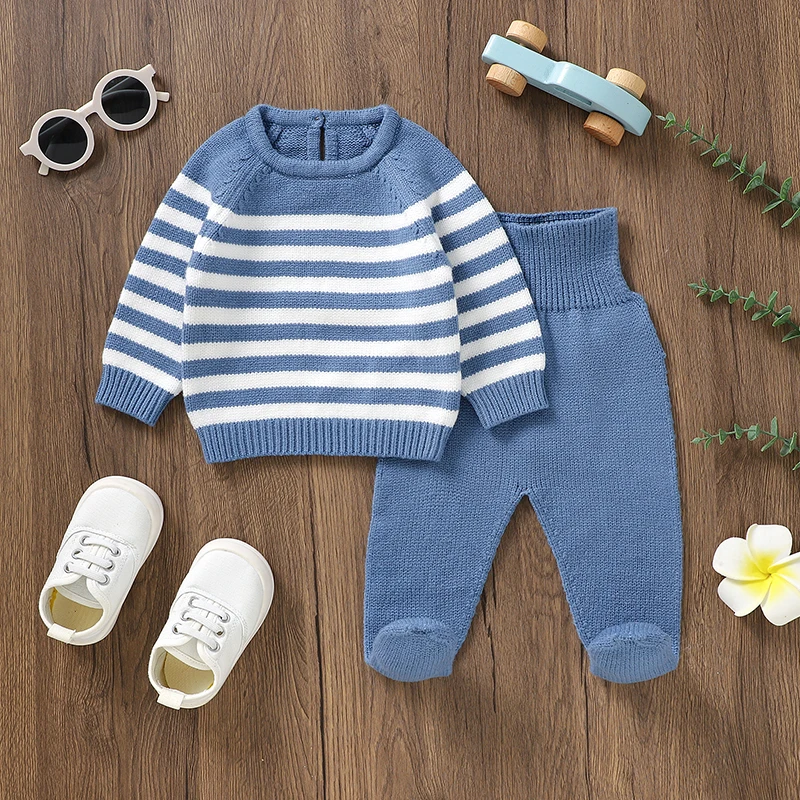 Baby Clothes Set Knit Infant Sweater+Trousers Leggings 2PC Outfit Newborn Girl Boy Long Sleeve Pullover+Pants Warm Autumn Winter