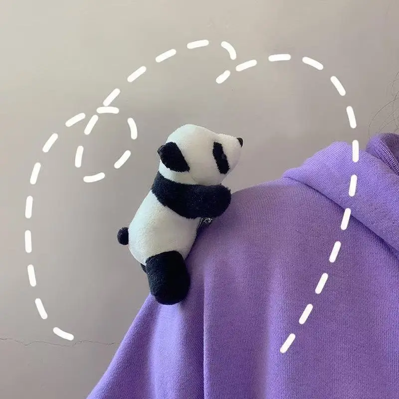 ZAKOL Cute Panda Brooch Plush Toy Cartoon Doll Brooch Schoolbag Clothing Decoration Multifunctional Accessories