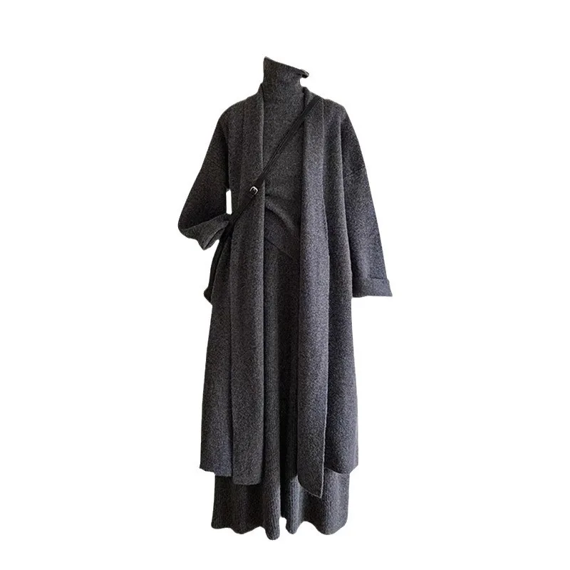 

Knitted Sweaters Three-piece Women's Autumn and Winter New Loose Sweater Cardig European and Americanan Skirt