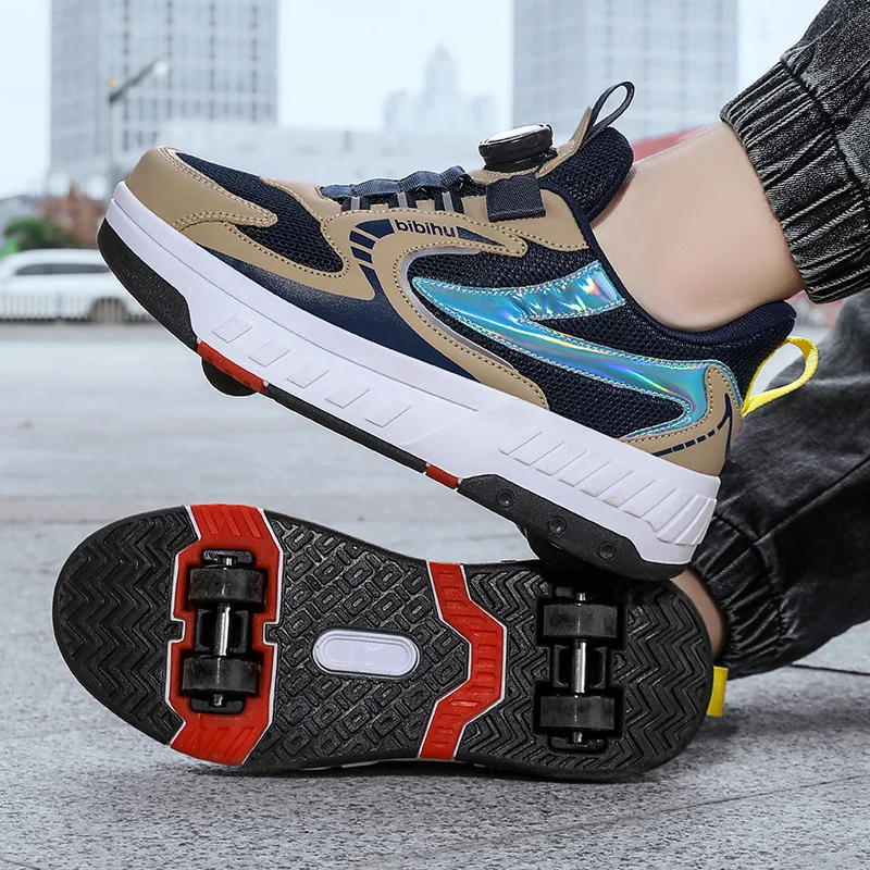 Roller Skates Shoes Deformation Unisex Parkour Wheel Sneaker Adults Children Boys Girls Quad Shoes Kick Roller Shoes