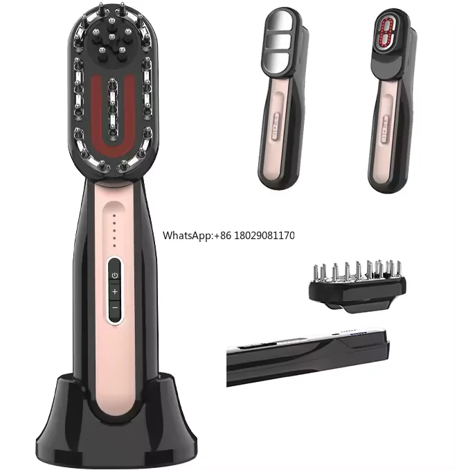 

hot sale 2024 Vibration Hair Growth Scalp Massager Brush Red Light Therapy Heating Massage Comb