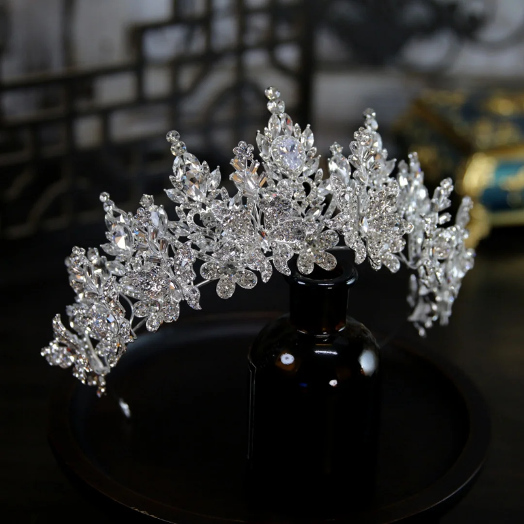 CC Luxury Bridal Crown Exquisite Floral Layered Vintage Headdress Premium Wedding Hair Jewelry Elegant Ceremony Gift For Bride