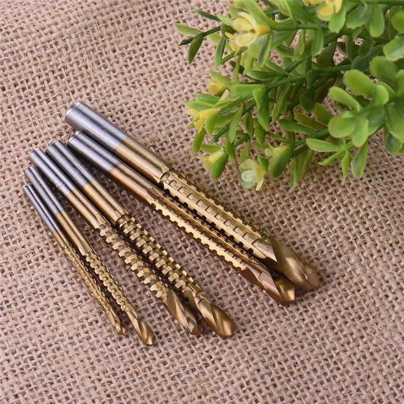 6Pcs Titanium Drill Saw Bit Set, HSS Serrated Bit Hole Drilling, 3-8mm Carpenter Hacksaw Drill Bits Kit