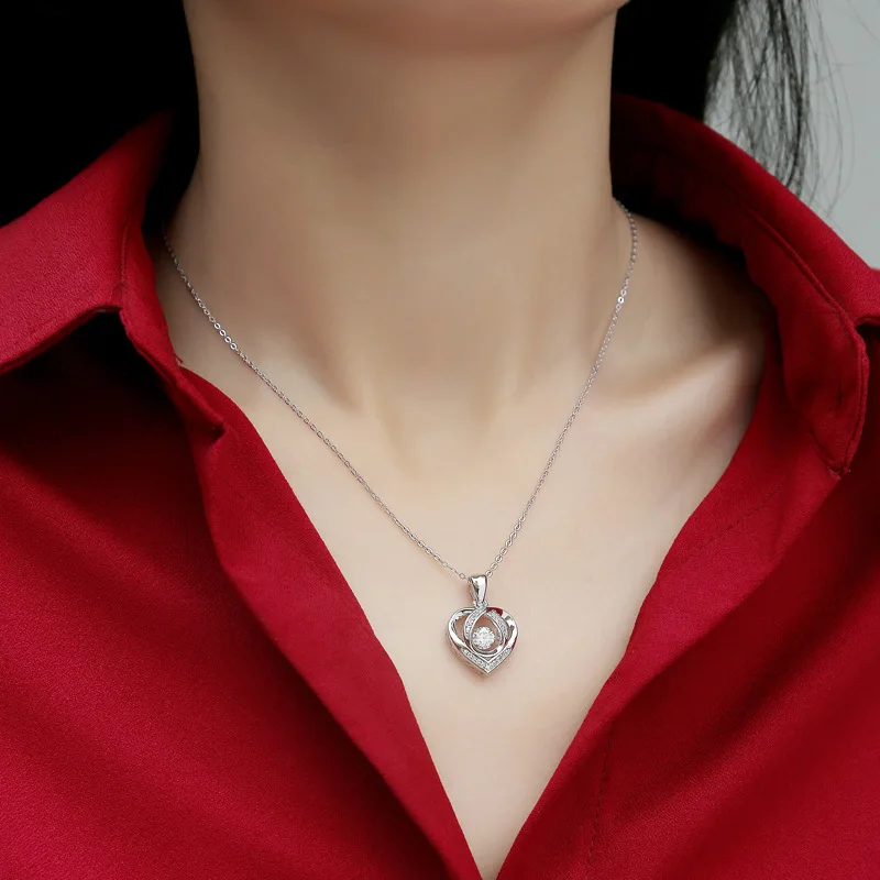 Authentic Real Soliding Silver 925 Moissanite Heart Shape Necklace Pendant for Women Girl Lady with GRA Certificate 0.5 Carat
