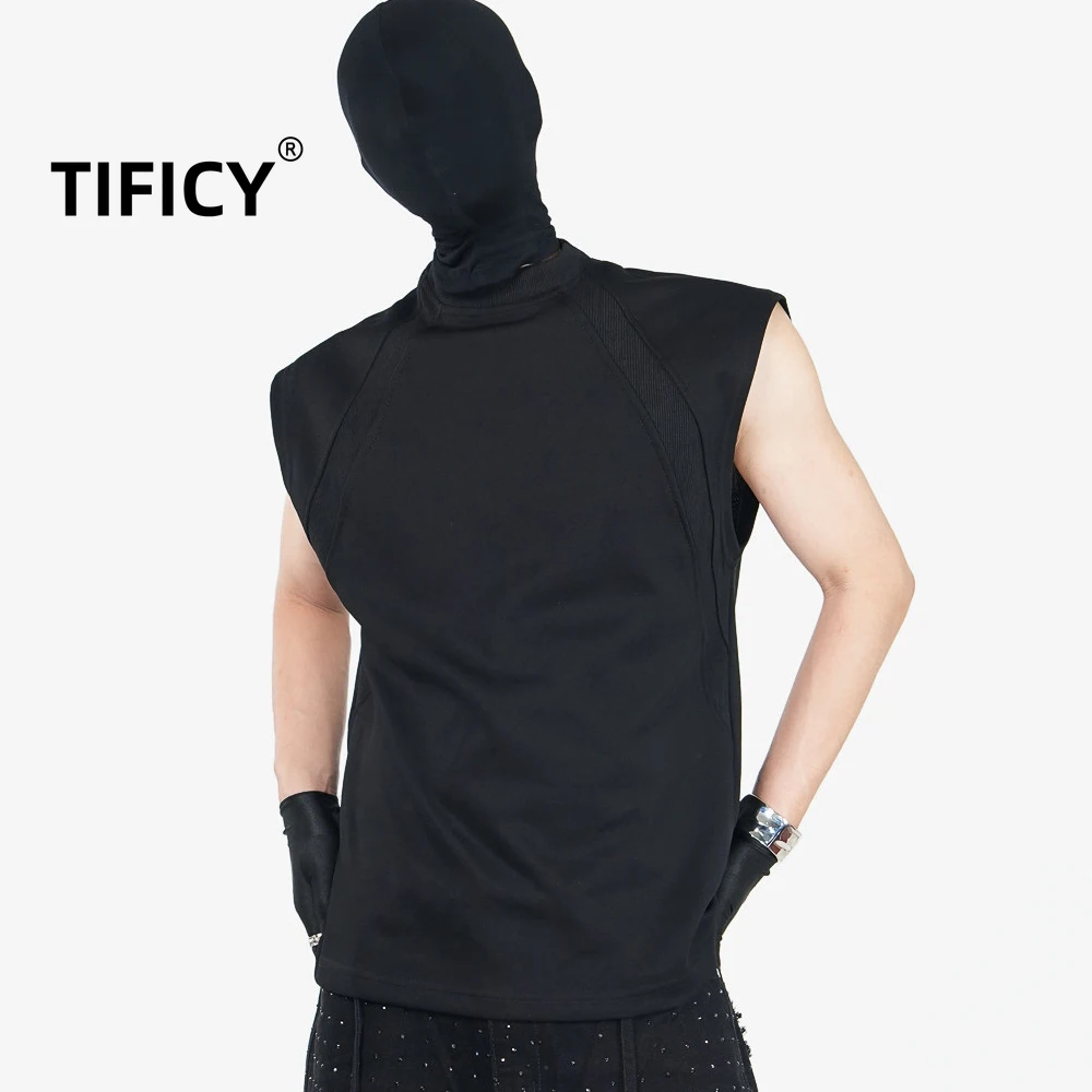 

Мужская летняя майка-безрукавка High Street Simple Solid-color Heavyweight Inverted Triangle Loose Crewneck T-shirt