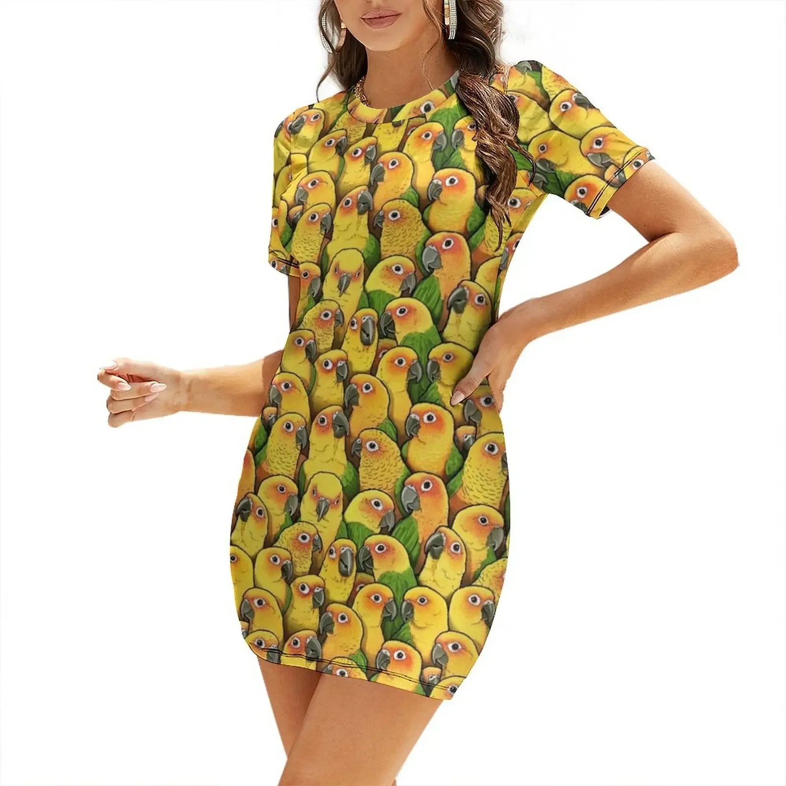 

Jenday Conures Short-Sleeved Dress sexy short dresses daring Women's evening dress prom dress Women's summer dresses