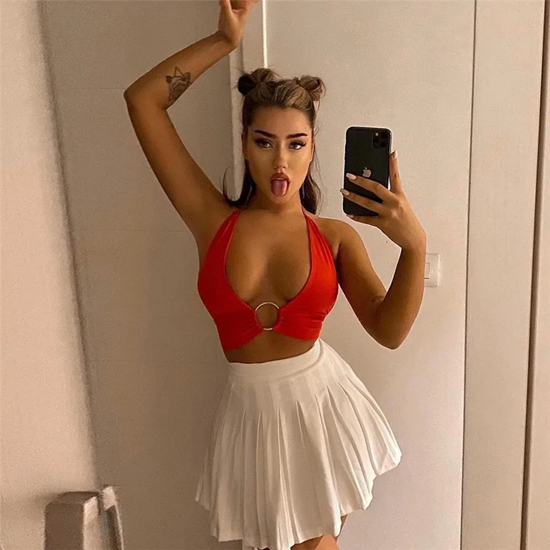 Summer Women's Tops Street Style Solid Color New Women's Suspenders Exposed Belly Button Sexy Low-Cut Slim Vest Ladies Clothing