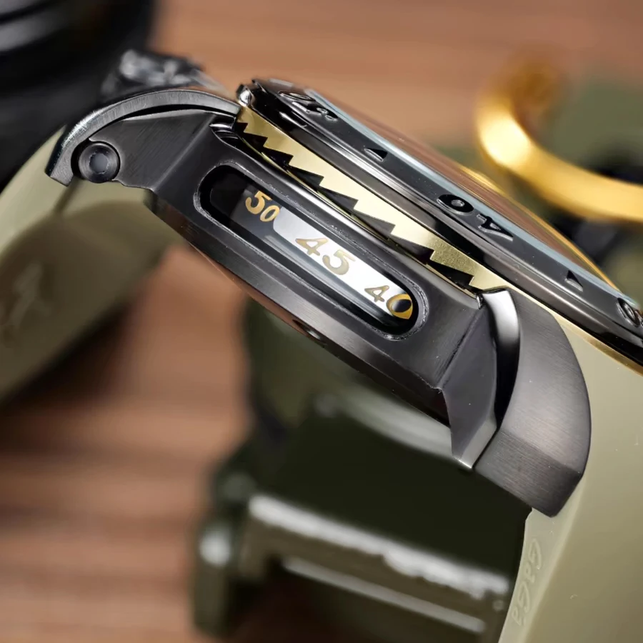 Reef Tiger Men Chronograph Watch 48mm Military Quartz Wristwatch 50M Waterproof Luminous Sapphire Mirror