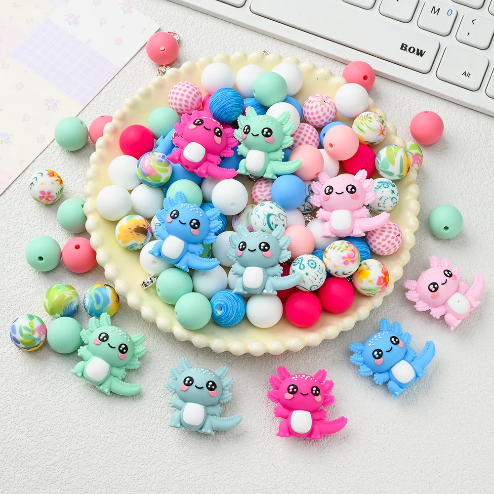 15Pcs Cartoon Animal Silicone Bead Set, Perfect for DIY Handmade Crafts Pacifiers Clip Keychain Pen Accessories