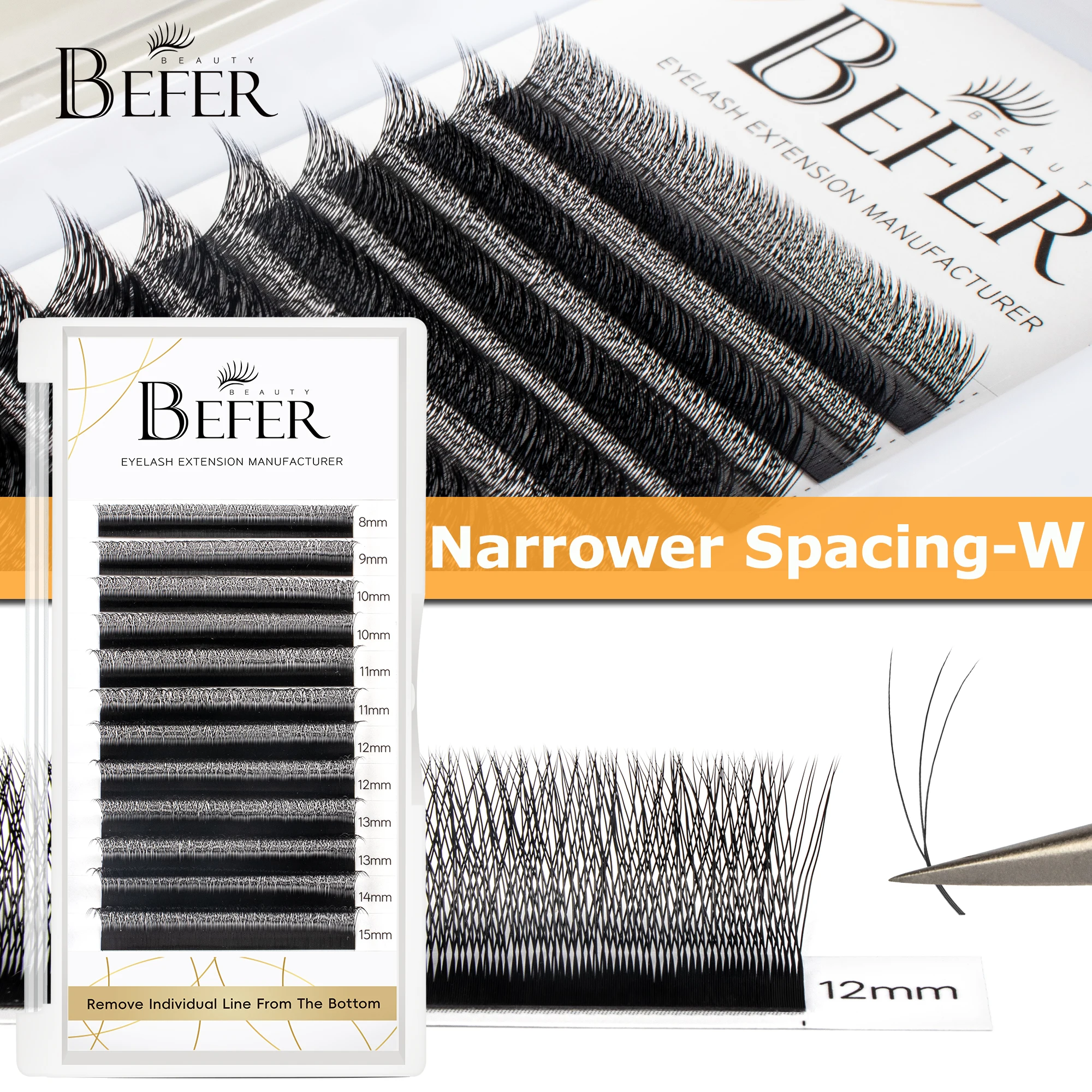 Befer Natural False Eyelashes Narrow 2D/3D Super Soft Eyelash 0.07 0.10 8-15mm Lashes Extension Supplier High Quality Wholesale