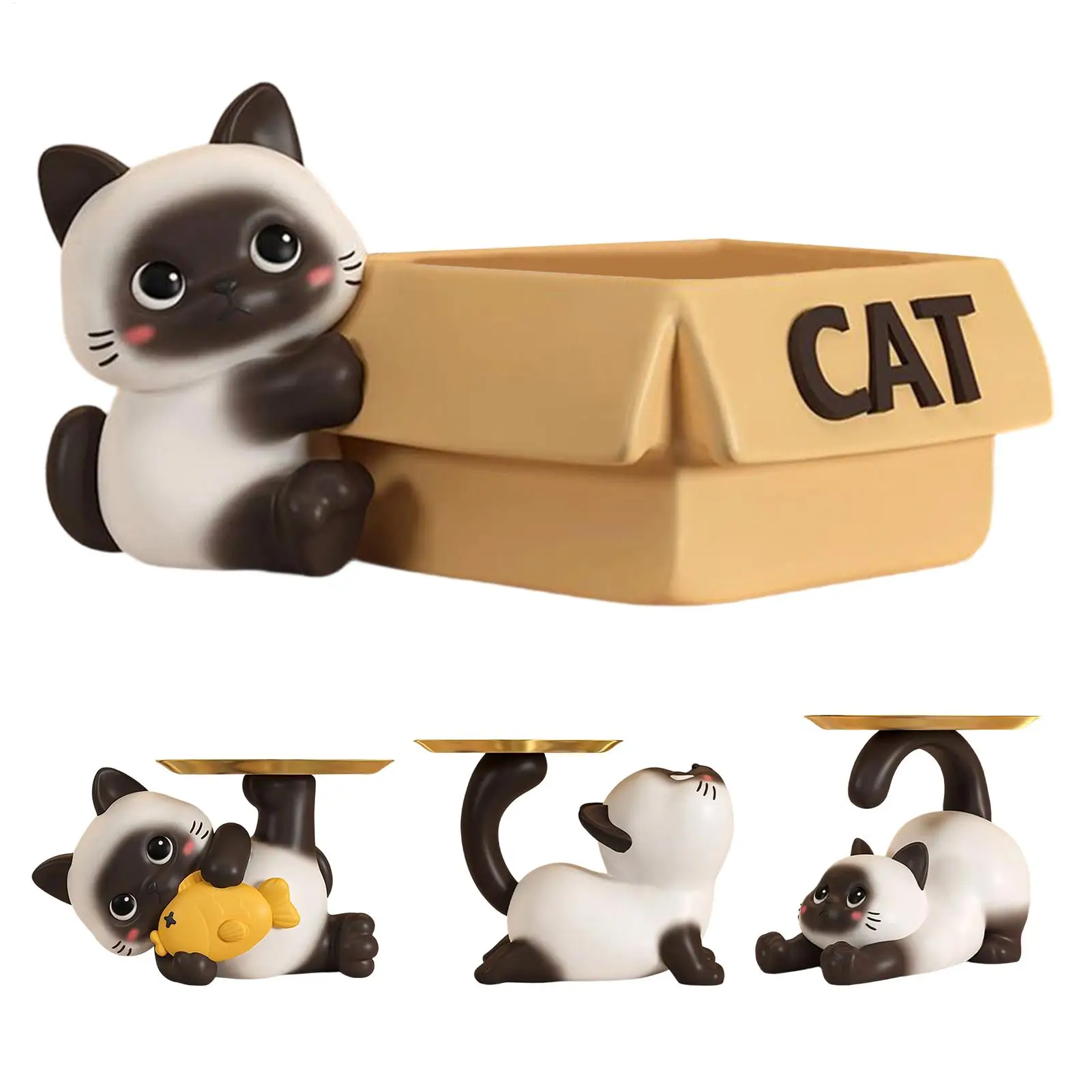 Cat Candy Dish Storage Tray Cat shape Entrance Shoe Cabinet Decoration Creative Cute cat statue decoration Key Holder for home