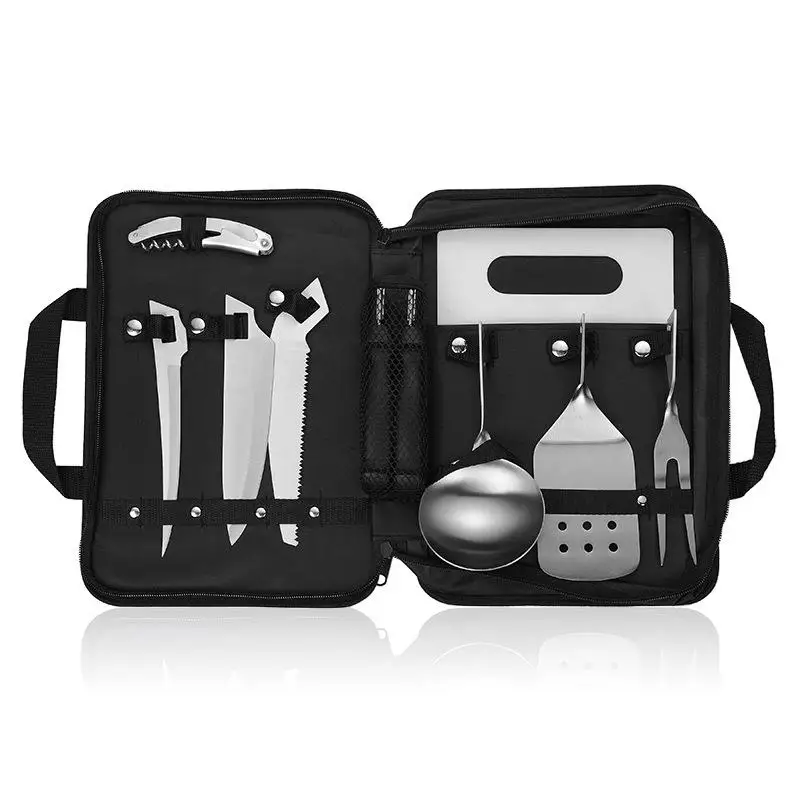 

Portable multi-functional outdoor kitchenware tableware set picnic camping eight-piece set