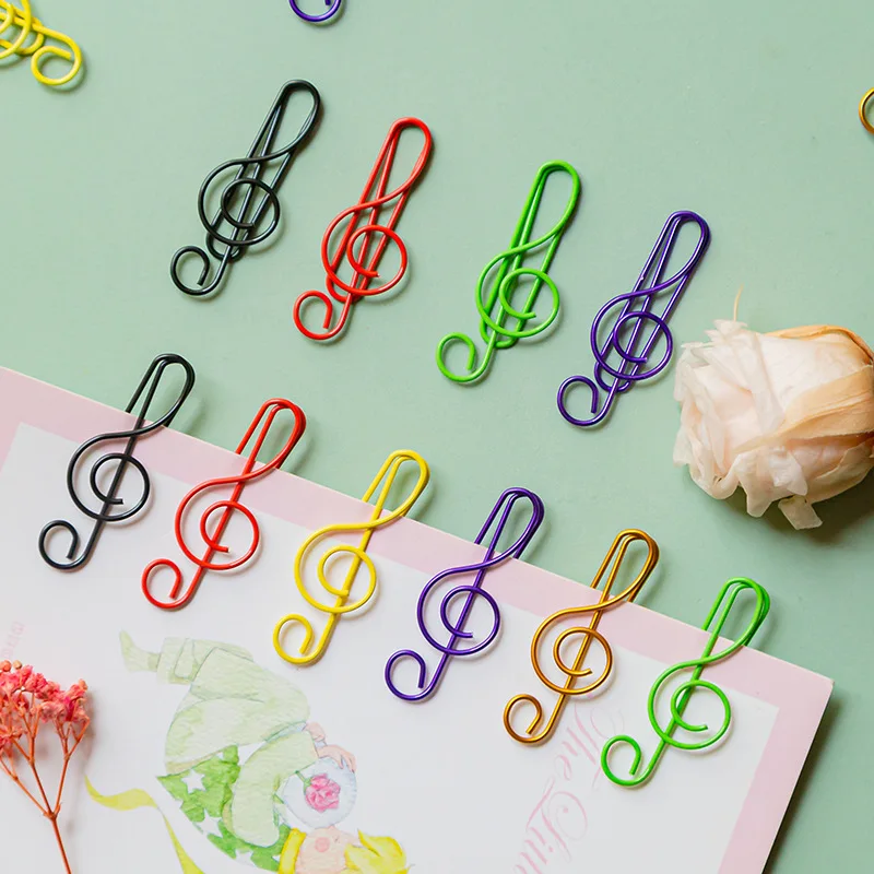 20/50/100PCS Music Paper Clip Metal Office Cute Binder Kawaii Stationery Clip Paper Clips Cute Decorative PaperClip Stationery