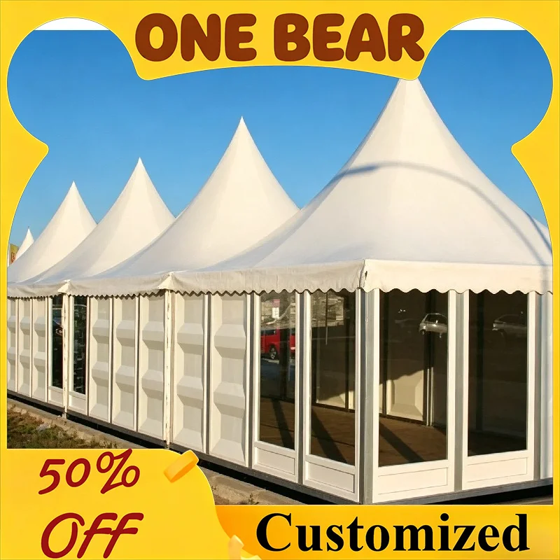 Custom Size Outdoor Pagoda Tent Aluminum Electrostatic Spraying Finish Waterproof Sun‑shade Canopy for Exhibition Parties