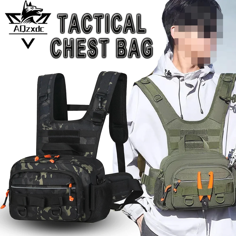 

Tactical Chest Bag Molle Adjustable Vest Front Pouch Outdoor Hiking Climbing Fishing Lure Travel Recon Kit Packet for Camping