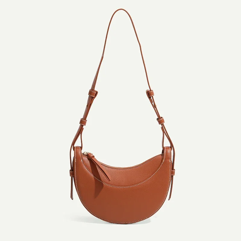 

French Niche Crescent Bag 2024 New High-end Leather Saddle Bag Single Shoulder Crossbody Armpit Bag For Women