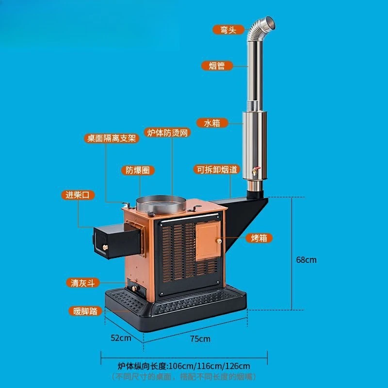 

Firewood stove, household rural thickened oven, firewood and coal dual-purpose return air stove