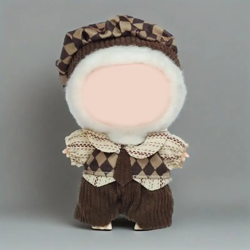 Ubranka dla lalek Labubu Bear 17 cm - urocza pluszowa kurtka dla Pullip Blythe OB11 BJD, kawaii płaszczyk z misiem