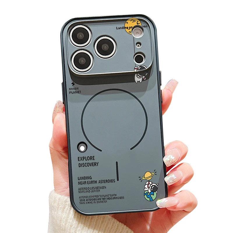 Hanging Astronaut Pattern Case For iPhone 17 Pro Max Magnetic For Magsafe Skin Feeling Cover For iPhone 16 18 Pro Max 15 14 13