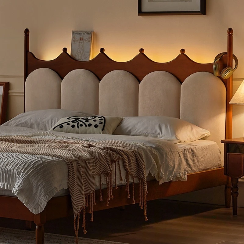 French retro solid wood bed master bedroom 1 batch 8 meters double bed American cream medium antique style