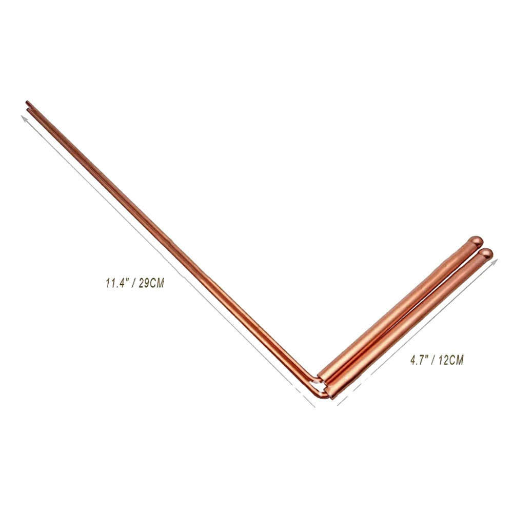 2x 99.9% Copper Detector Rod Metal Detector Rod For Water Treasure Finding Tools Divining Copper Probing Rod Tool Accessories