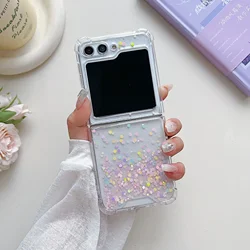 For Samsung Galaxy Z Flip 6 5 4 3 Case Drifting Sand Gradient Transparent Silicone Four Corner Shockproof Protective Back Cover