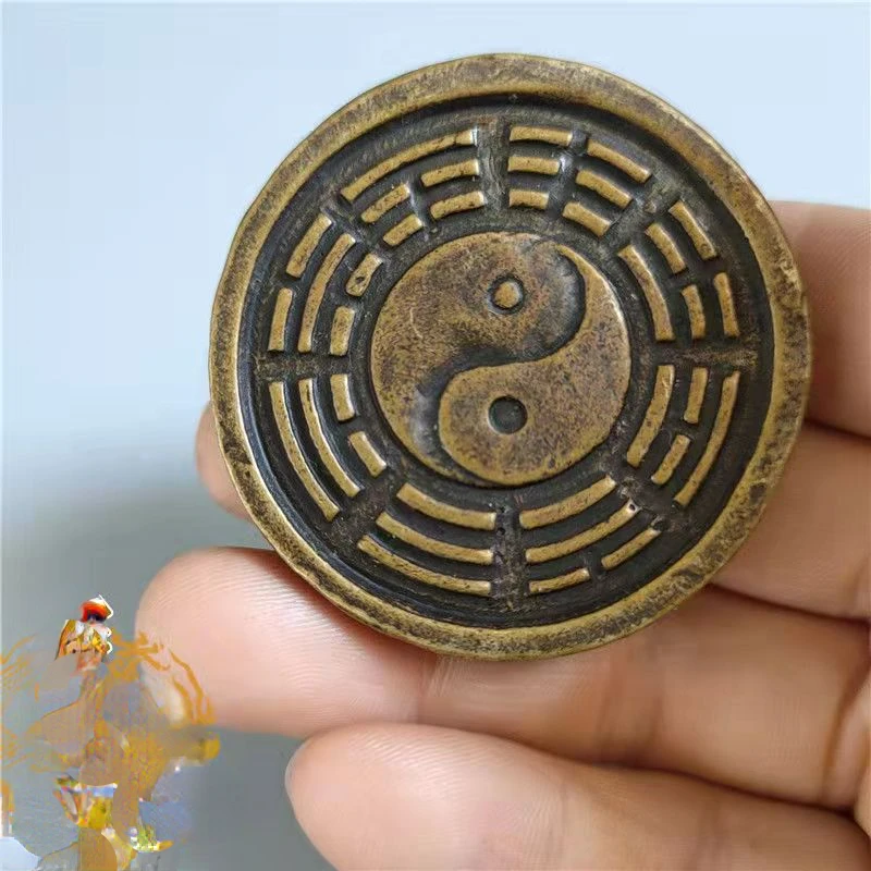 Taiji Baguatu Niu Zhuan Qiankun ornamento cobre, bronze antigo