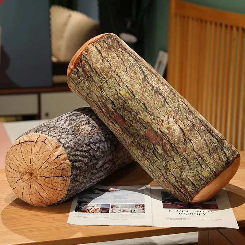 Stump Cushion Creative Big Willow Tree Dummy Wood Block Log Texture Cylindrical Shape Pillow Cushion Sofa Round Stump Shape