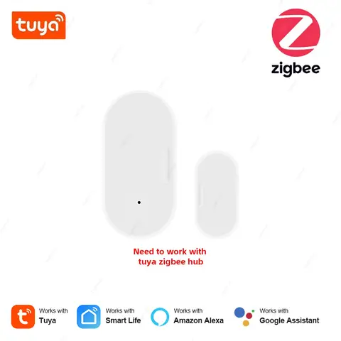 Tuya 스마트 홈 음성 제어 지원 – Zigbee 창문 센서 및 자기 보안 경보 배터리 내장 창 감지기 (Alexa, Google Home 호환)