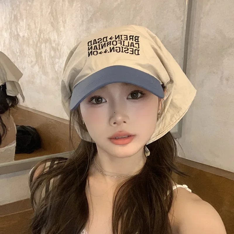 Summer Outdoor Sun Hat Letter Baseball Cap Women's Big Head Circumference Peaked Cap