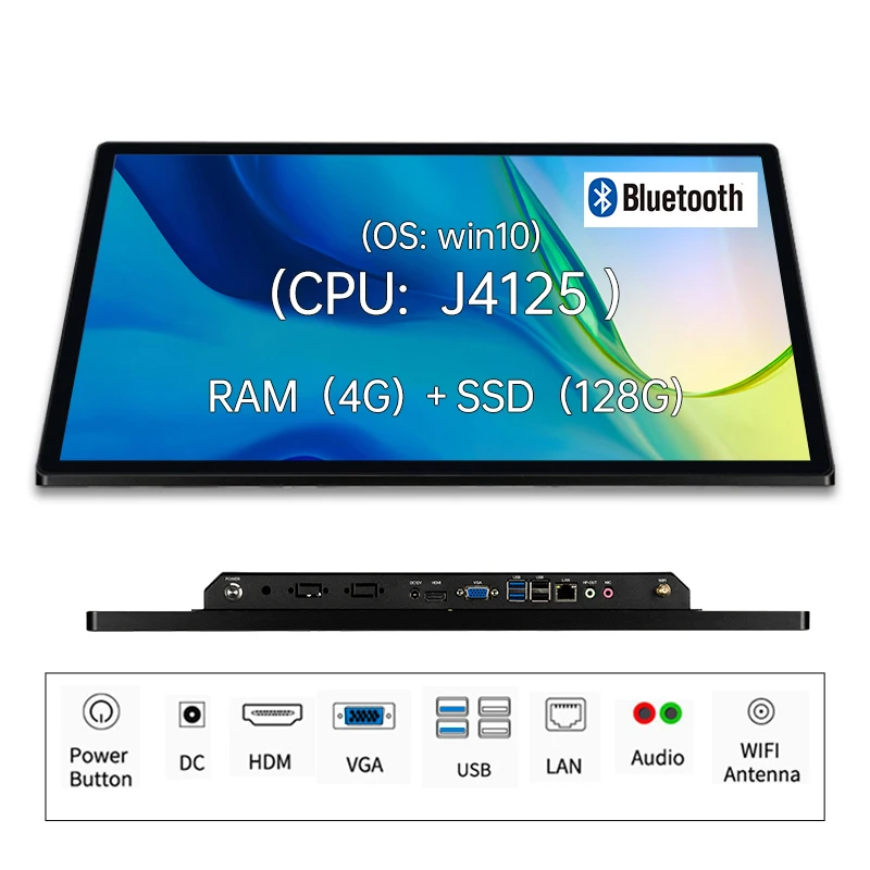 Aotesier Monitor layar sentuh LED 32 inci, PC sentuh IPS pemasangan dinding Android sentuh kapasitif lampu belakang tampilan 1080P Input Windows HDMI