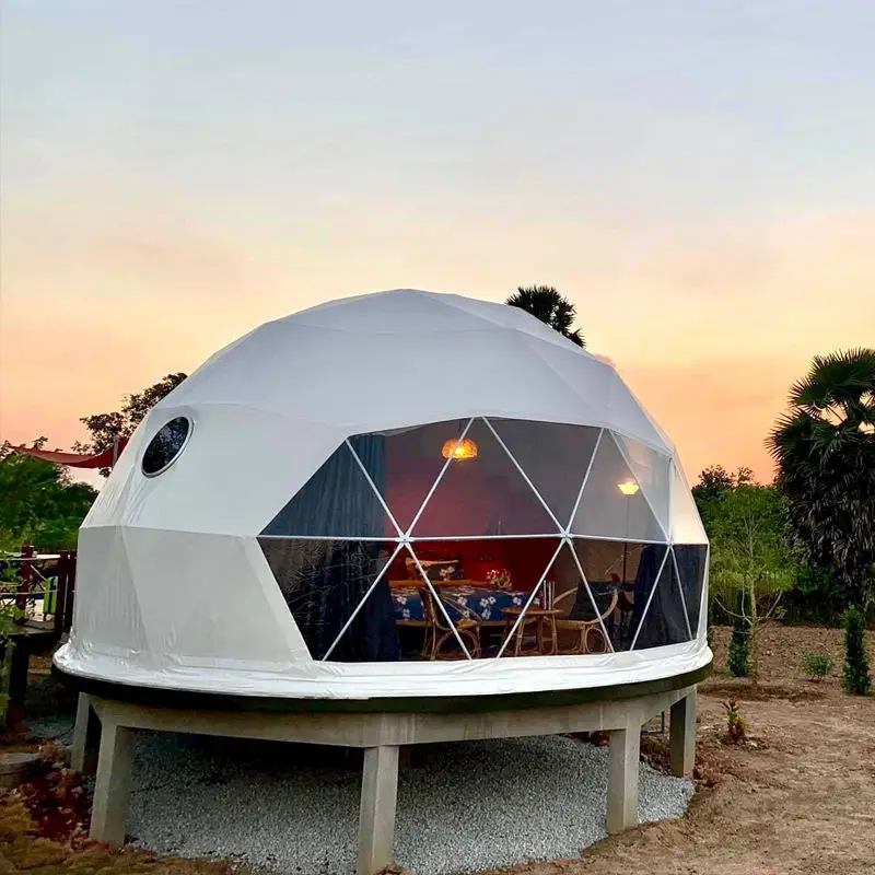 7m Four‑Season Waterproof PVC Dome Tent Kit, Luxury Prefab Glamping House for Hotel Resort Outdoor Accommodation