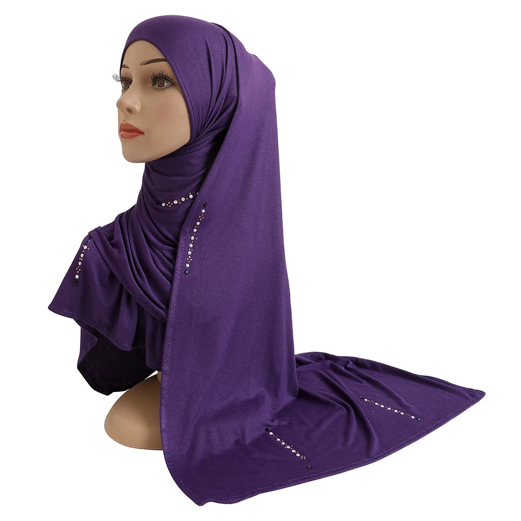 YYZ14  Instant Hijab  Big Size Hijab For Women Hot Drill Muslim Fashion Islam Hijab Cap Scarf For Muslim  Headscarf