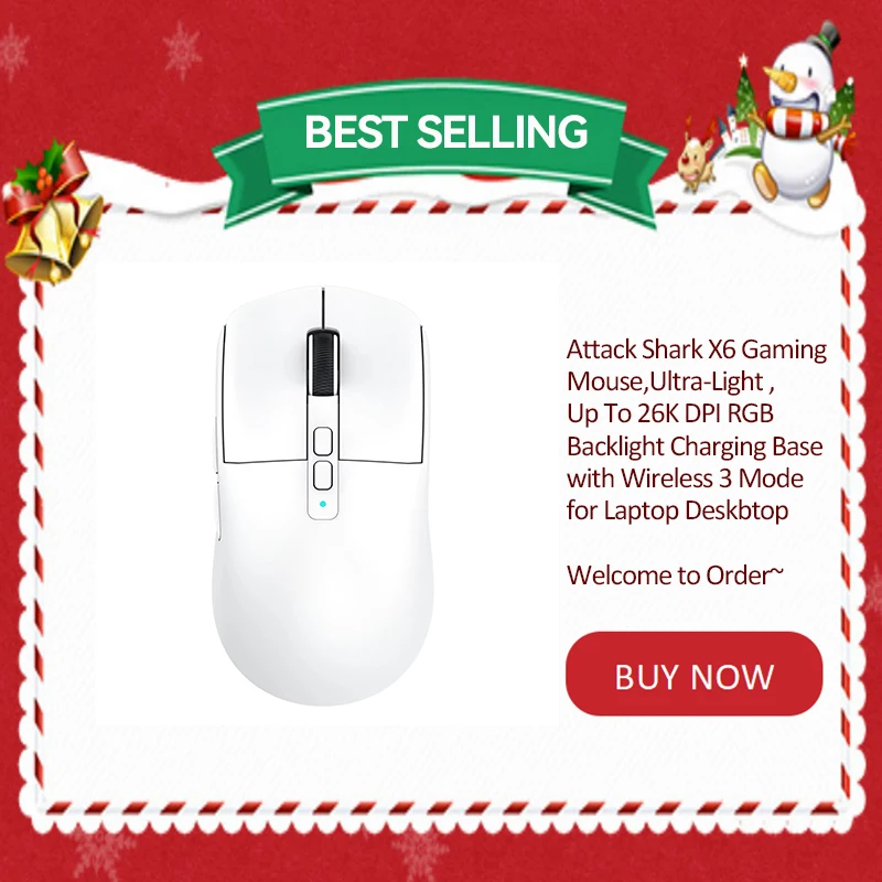 

Gaming Mouse,Ultra-Light ,Up To 26K DPI RGB Backlight Charging Base with Wireless 3 Mode for Laptop Deskbtop,Attack Shark X6
