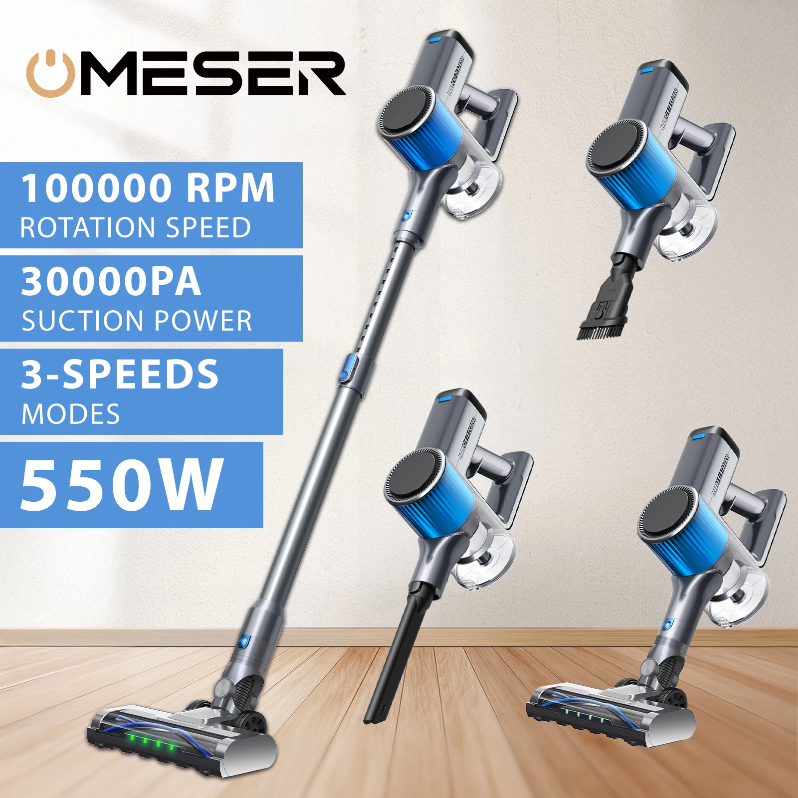 Saerke V10 Cordless Handheld Vacuum Cleaner,30000PA,Touch Screen,Smart Dust Sensor,Auto Speed Control for Home Bed Carpet Clean